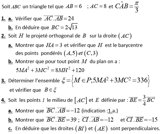 Produit scalaire dans le plan: Exercice 77