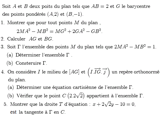 Produit scalaire dans le plan: Exercice 62
