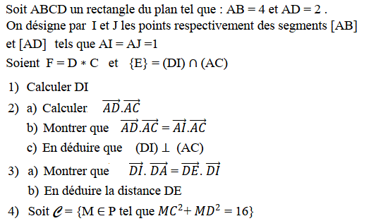 Produit scalaire dans le plan: Exercice 69