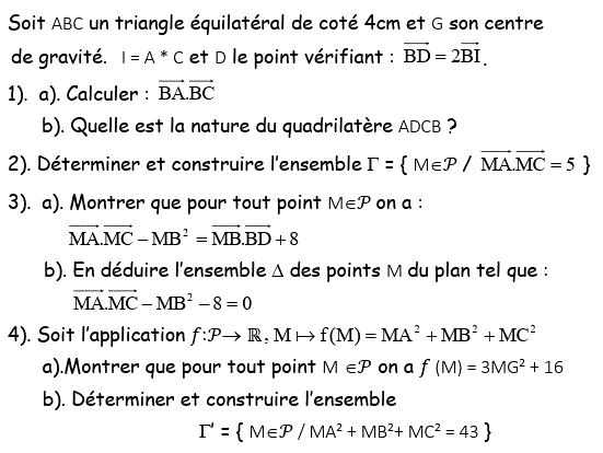 Produit scalaire dans le plan: Exercice 25