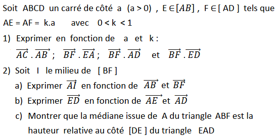 Produit scalaire dans le plan: Exercice 70
