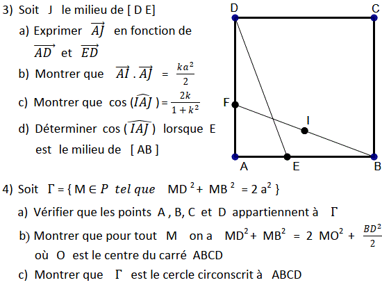 Produit scalaire dans le plan: Exercice 70