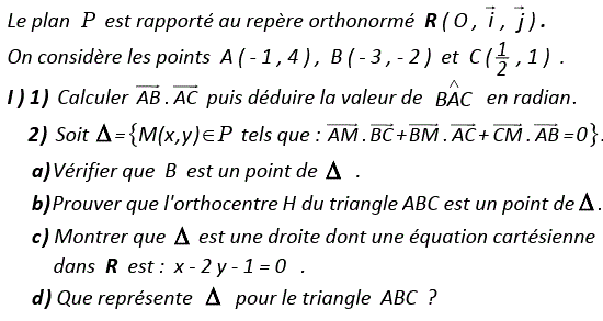 Produit scalaire dans le plan: Exercice 91