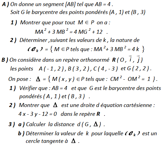 Produit scalaire dans le plan: Exercice 64