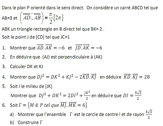 Produit scalaire dans le plan: Exercice 65