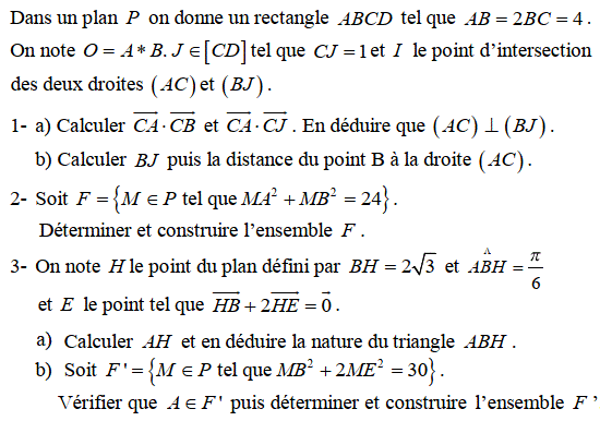 Produit scalaire dans le plan: Exercice 43