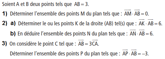 Produit scalaire dans le plan: Exercice 13