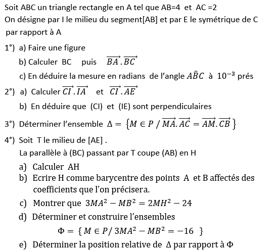 Produit scalaire dans le plan: Exercice 89