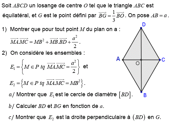 Produit scalaire dans le plan: Exercice 100