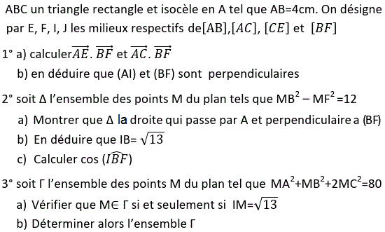 Produit scalaire dans le plan: Exercice 68