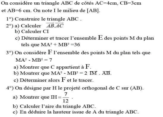 Produit scalaire dans le plan: Exercice 60