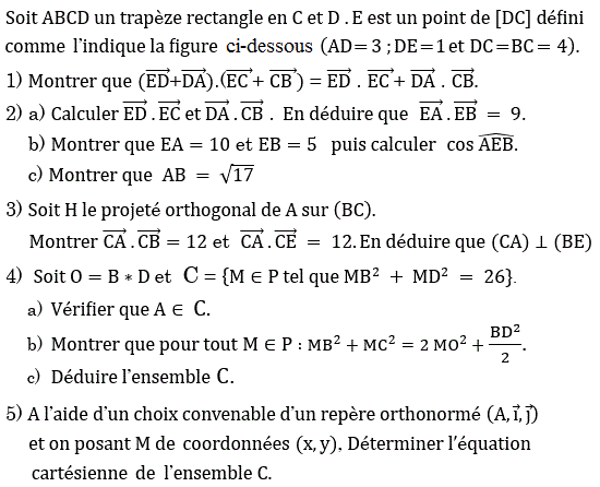 Produit scalaire dans le plan: Exercice 82