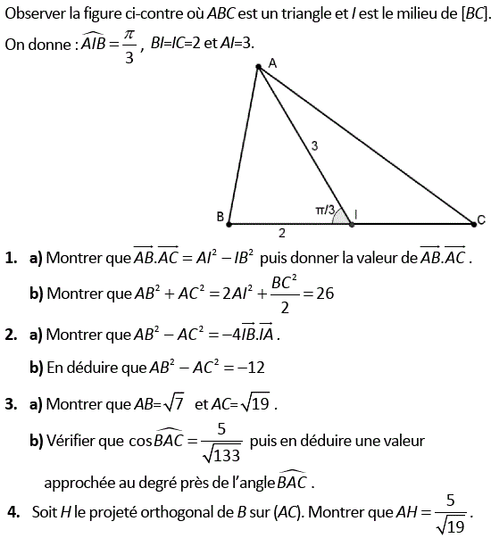 Produit scalaire dans le plan: Exercice 41