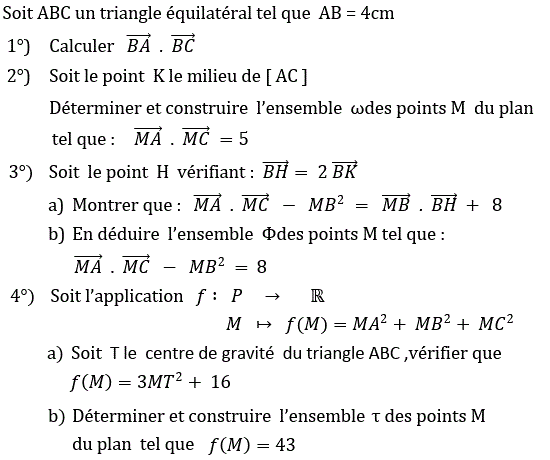 Produit scalaire dans le plan: Exercice 40