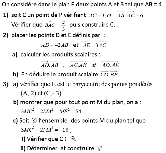 Produit scalaire dans le plan: Exercice 75