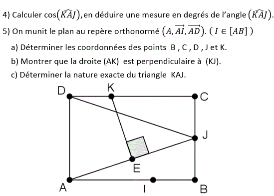 Produit scalaire dans le plan: Exercice 76