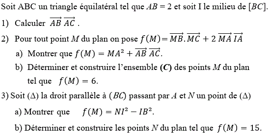 Produit scalaire dans le plan: Exercice 30