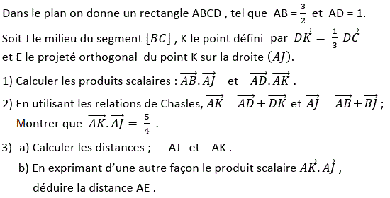 Produit scalaire dans le plan: Exercice 86