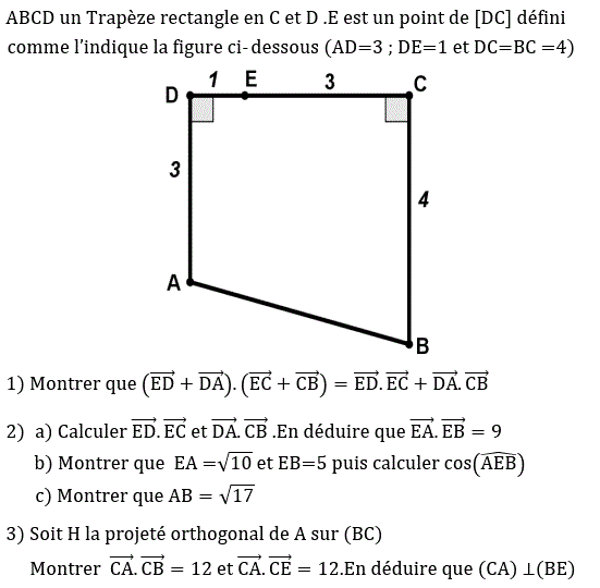 Produit scalaire dans le plan: Exercice 95