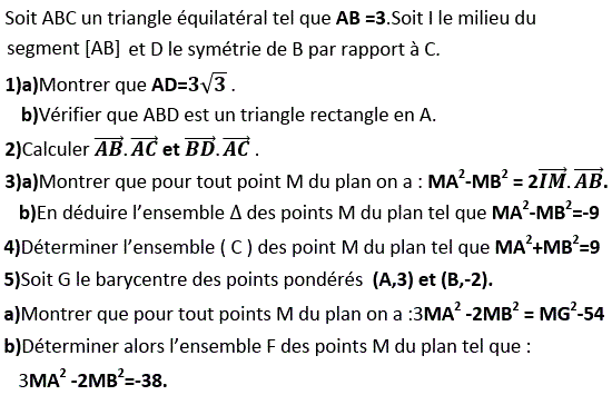 Produit scalaire dans le plan: Exercice 78