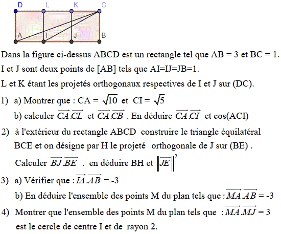 Produit scalaire dans le plan: Exercice 72