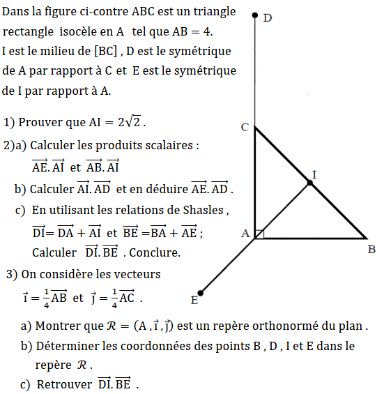 Produit scalaire dans le plan: Exercice 31