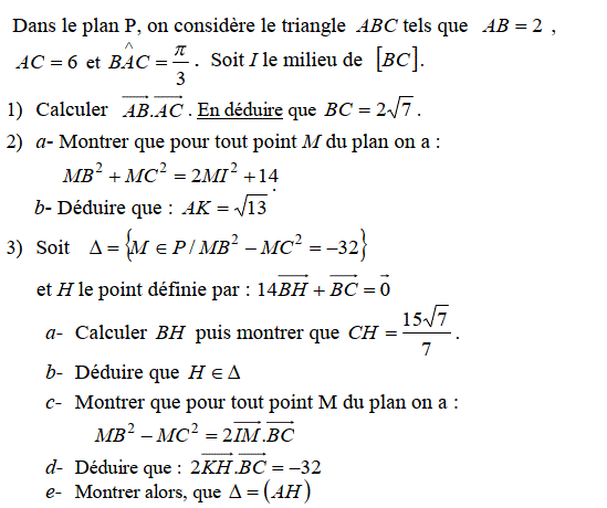 Produit scalaire dans le plan: Exercice 77