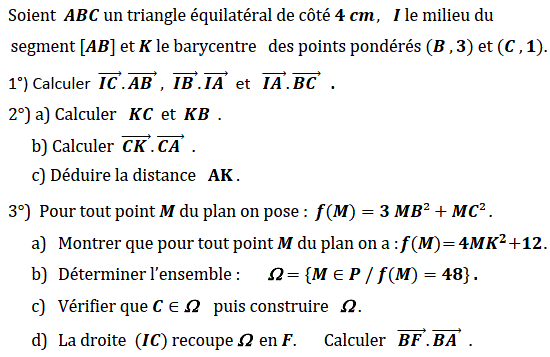 Produit scalaire dans le plan: Exercice 73