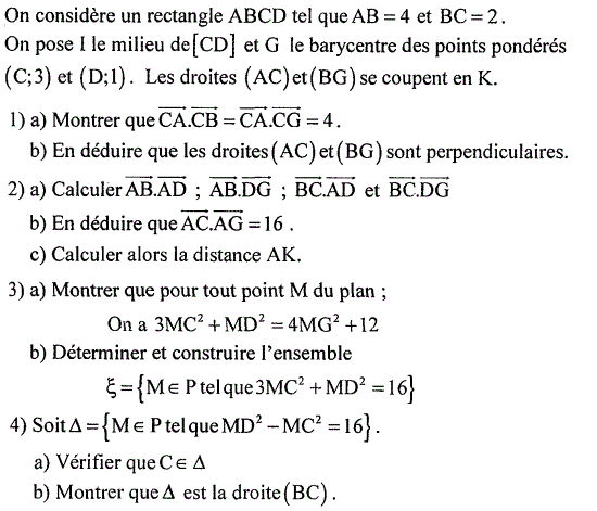 Produit scalaire dans le plan: Exercice 79