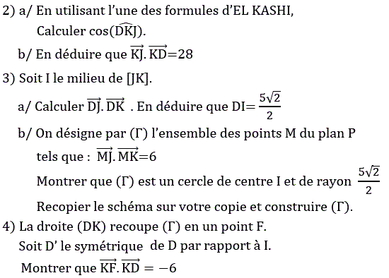 Produit scalaire dans le plan: Exercice 94