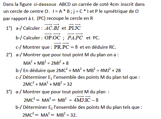 Produit scalaire dans le plan: Exercice 88