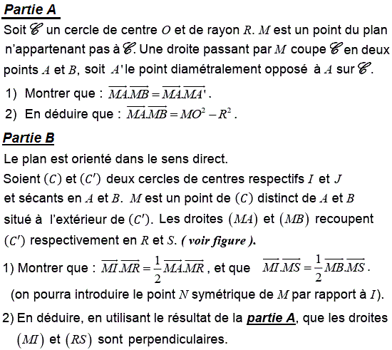 Produit scalaire dans le plan: Exercice 63