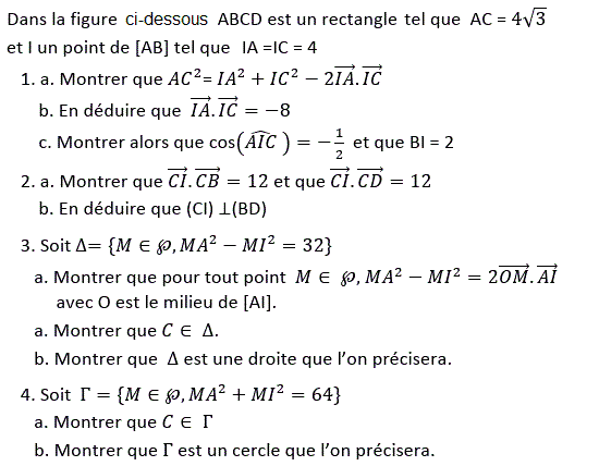 Produit scalaire dans le plan: Exercice 56