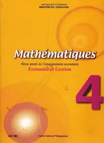 manuel de mathématiques 4ème economie et gestion  Tunisie