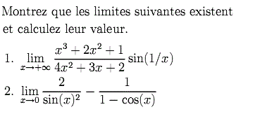 exercice Calculs de limites (image1)