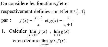 exercice Limite de la composée de deux fonctions (image1)