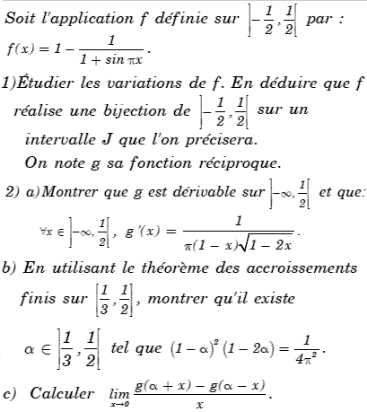 exercice Fonction réciproque et accroissements finis (image1)