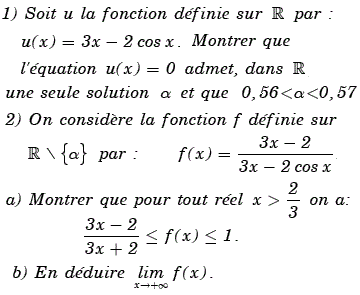 exercice Limites et composée de deux fonctions (image1)