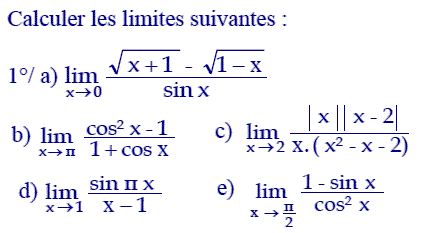 exercice Calculs de limites (image1)