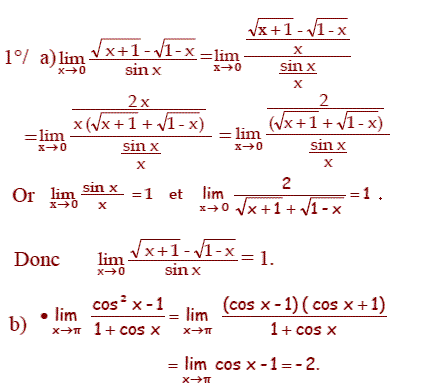 solution Calculs de limites (image1)