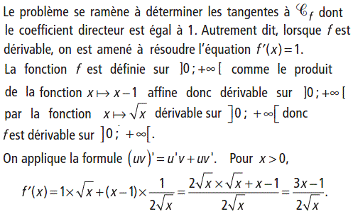 solution Tangente parallèle à une droite donnée (image1)