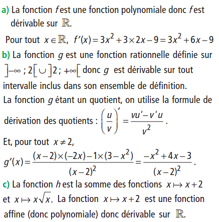 solution Calculs de Dérivées (image1)