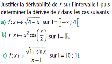 exercice Dérivabilité sur un intervalle (image1)