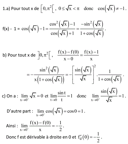 solution Dérivabilité et Variations d'une fonction (image1)