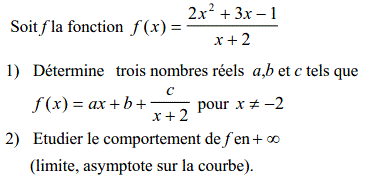 exercice Asymptote oblique  (image1)