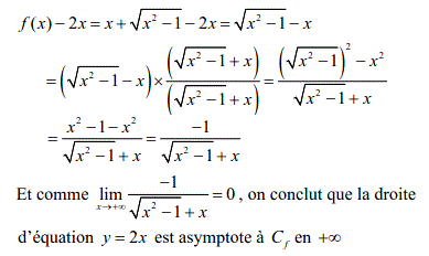 solution Asymptote oblique à une courbe (image1)