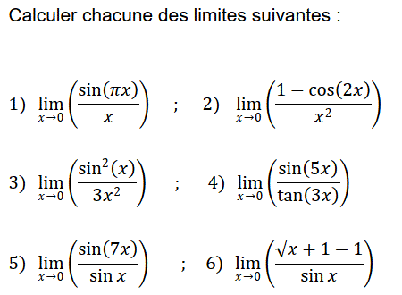 exercice Calculs de limites (image1)