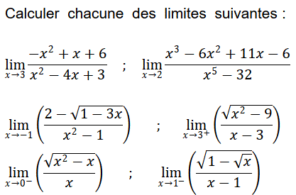 exercice Calculs de limites (image1)