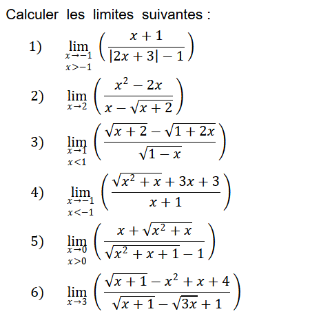 exercice Calculs de limites (image1)