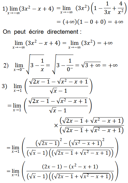 solution Calculs de limites (image1)